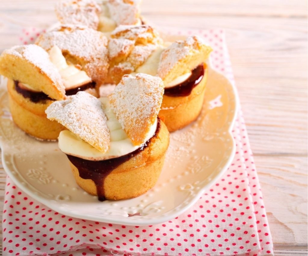 Mary Berry butterfly cakes with buttercream wings and a dusting of icing sugar
