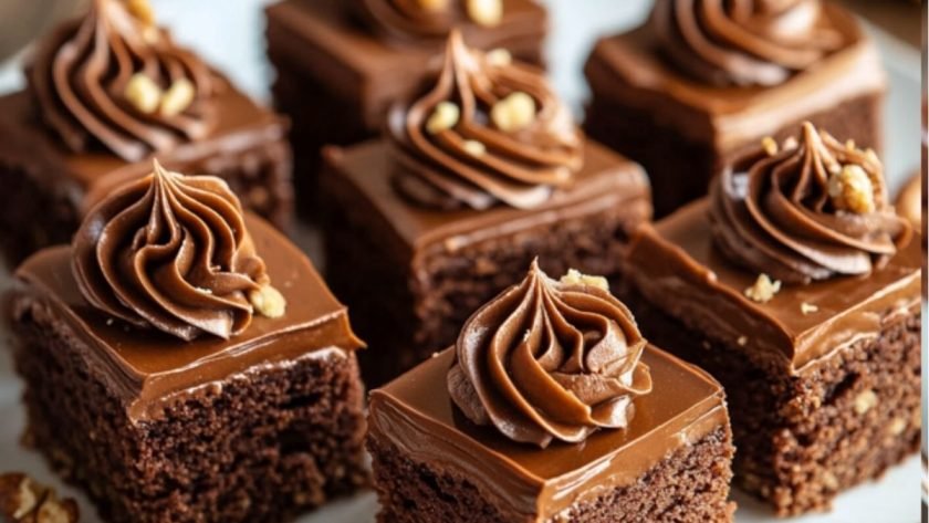 Homemade chocolatines topped with rich chocolate buttercream