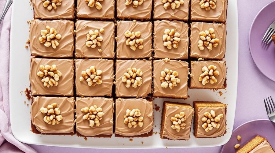 Coffee and Walnut Sheet Cake