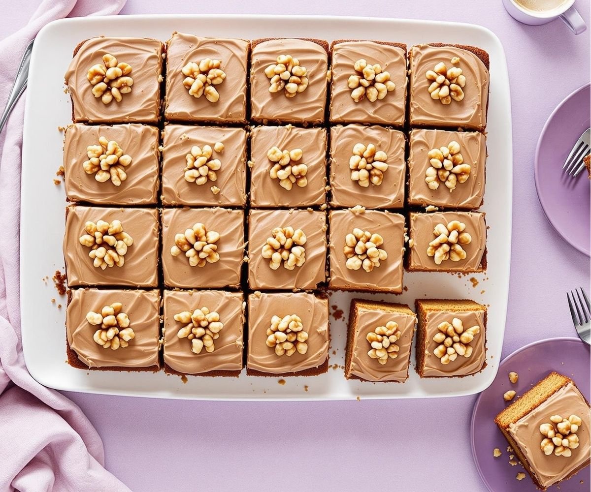 Coffee and Walnut Sheet Cake