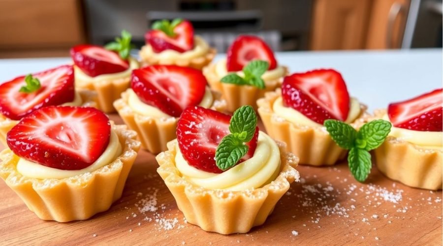 Lemon and Strawberry Cream Tartlets