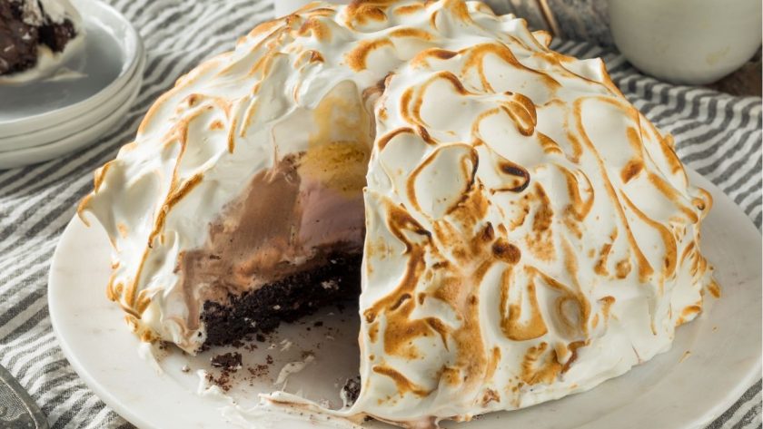 Baked Alaska with golden toasted Italian meringue