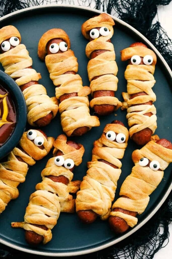 Mummy Hot Dogs Wrapped in Crescent Rolls