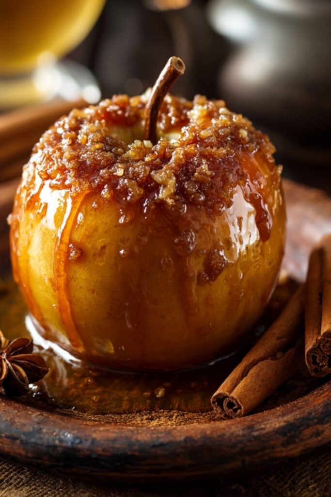 Baked Apple with Cinnamon and Brown Sugar 
