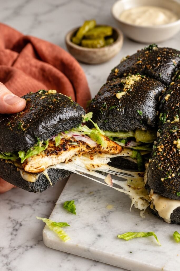 Blackened Chicken Sliders on Charcoal Buns