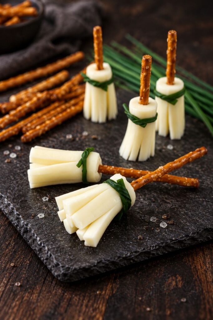 Witch's Broomstick Cheese Straws With Herb Sprigs