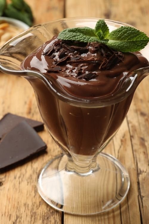 Chilled Chocolate Mousse Pots with Fresh Mint