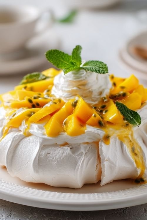 Mango and Passion Fruit Pavlova