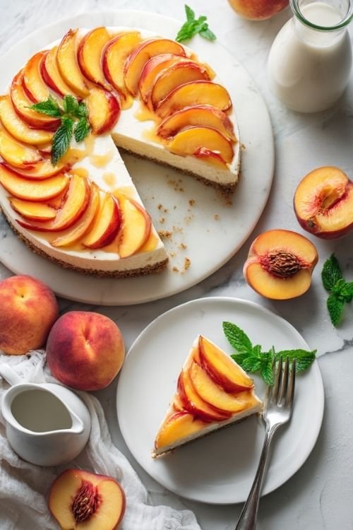 No-Bake Peach Cheesecake
