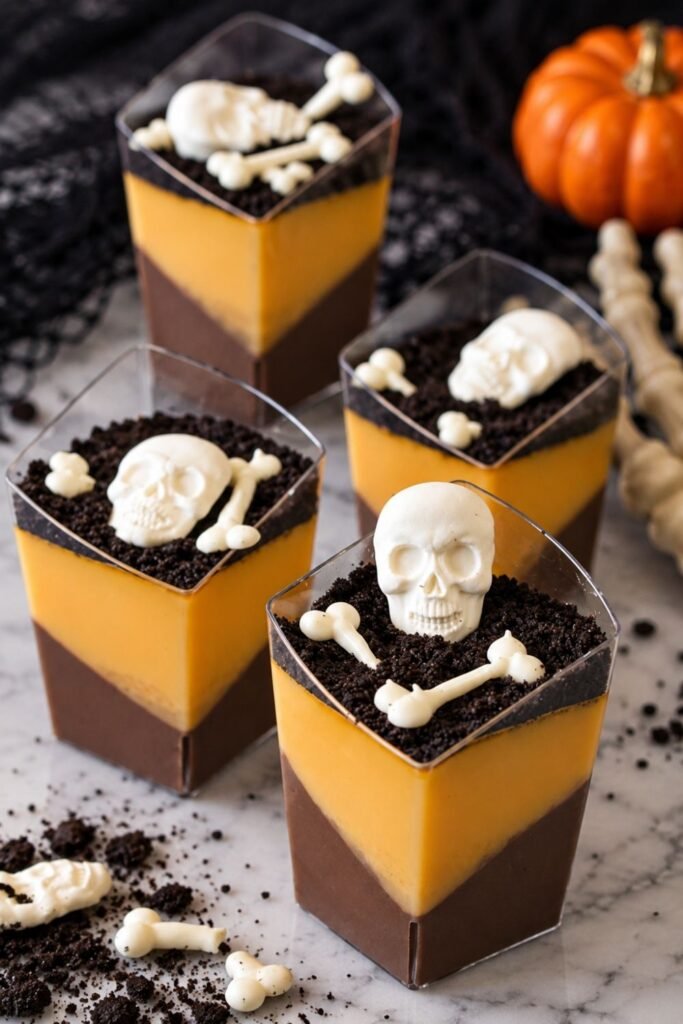 Orange and Black Panna Cotta Layered Dessert Cups