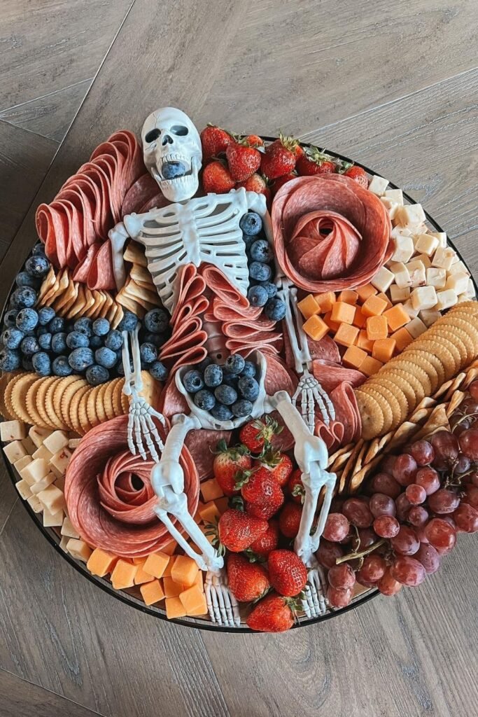 Spooky Charcuterie Board Shaped Like a Skull