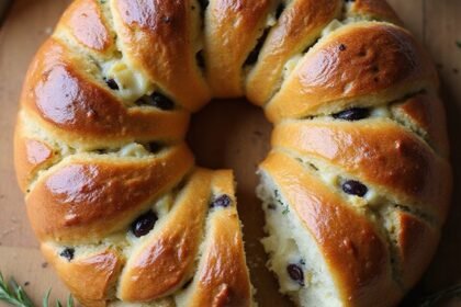 cheesy olive studded bread crown