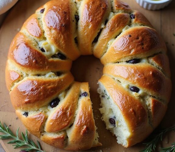cheesy olive studded bread crown