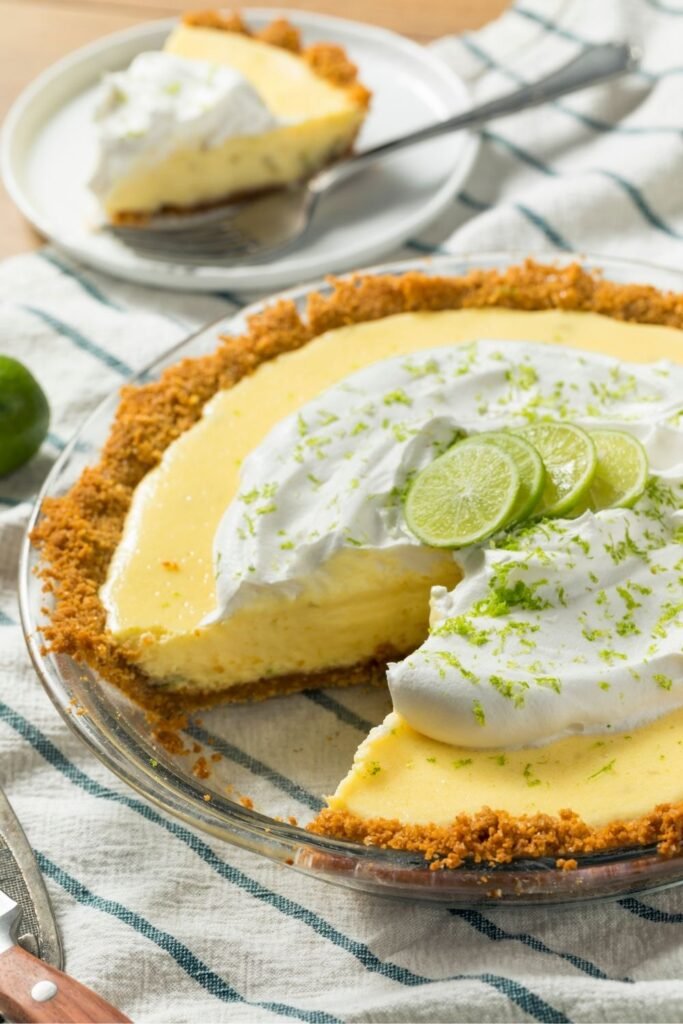 Mary Berry key lime pie with a ginger cookie crust and whipped cream topping