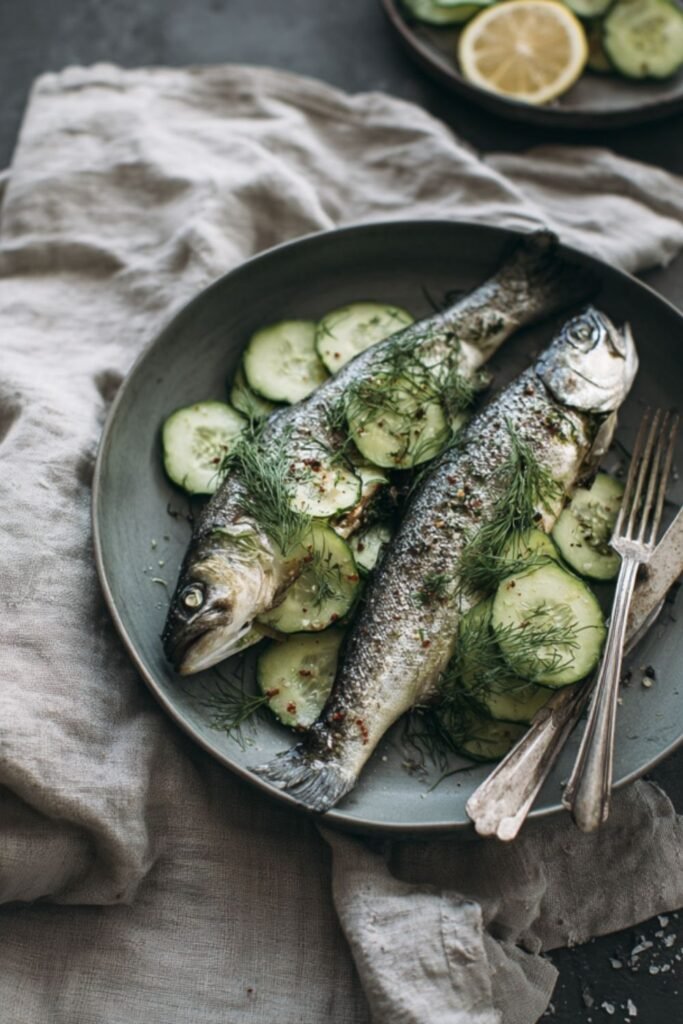 Broiled Trout with Cucumber and Dill