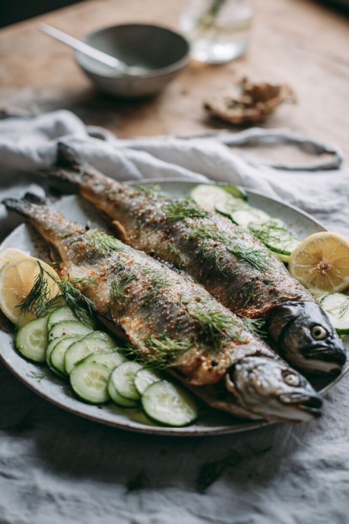 Broiled Trout with Cucumber and Dill