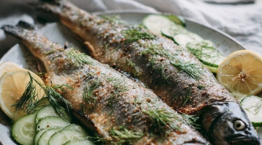 Broiled Trout with Cucumber and Dill