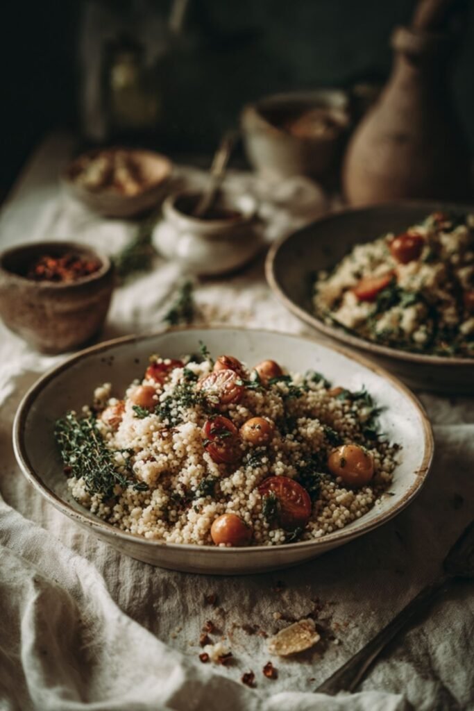 Mary Berry couscous recipe with roasted peppers, chickpeas and toasted almonds