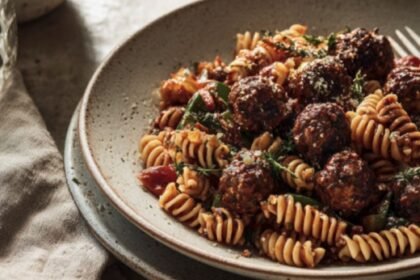 Pasta Spirals with Herbed Meatballs