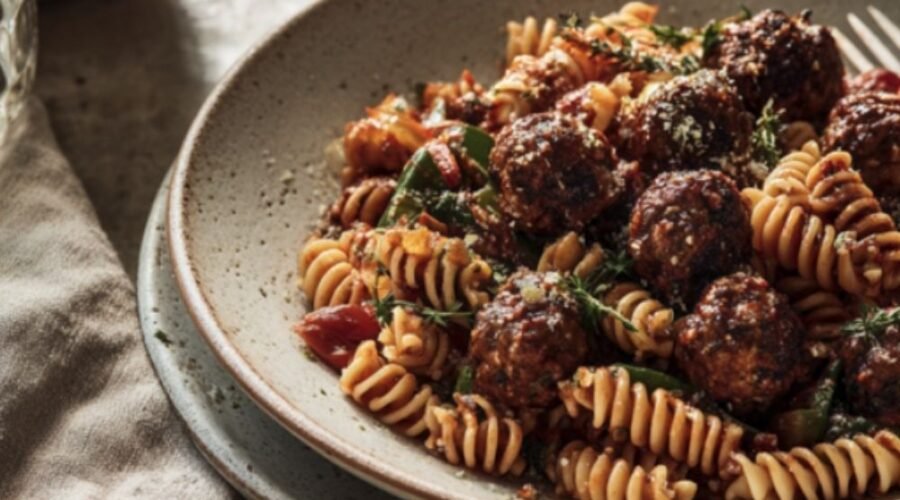 Pasta Spirals with Herbed Meatballs