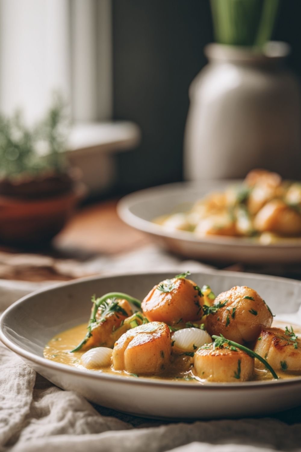 Scallops with Spicy Cashew Sauce