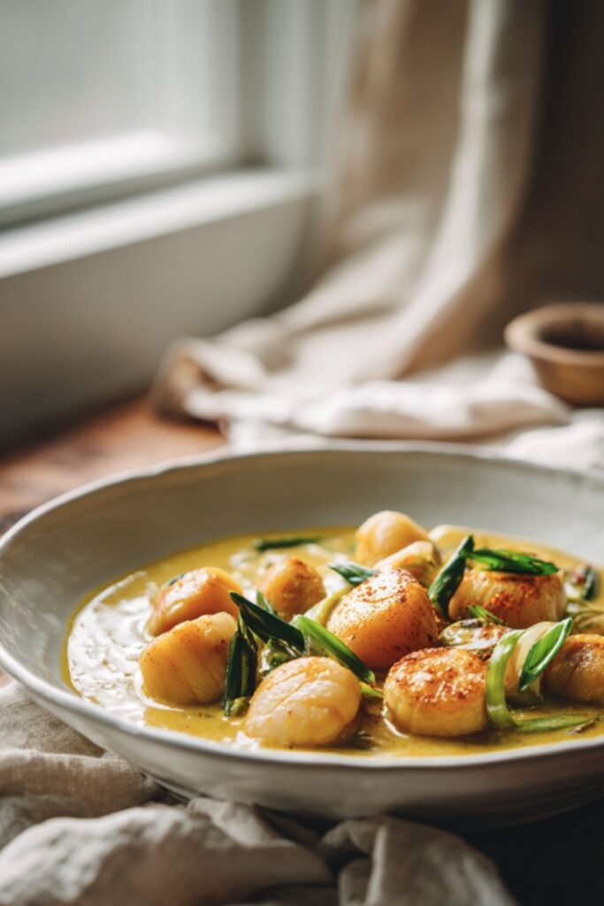 Scallops with Spicy Cashew Sauce