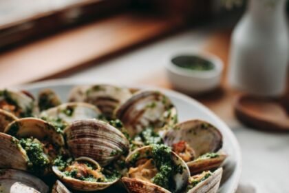 Spicy Clams with Cilantro Pesto
