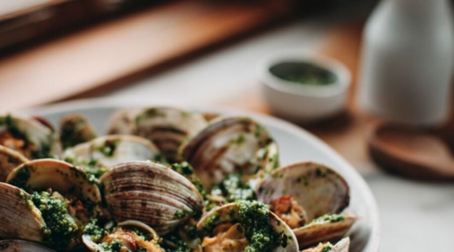 Spicy Clams with Cilantro Pesto