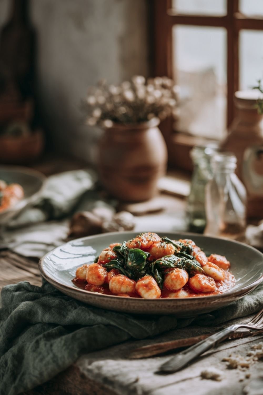 Spinach Gnocchi with Tomato Sauce