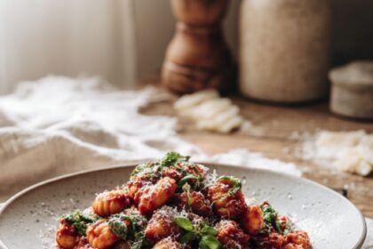 Spinach Gnocchi with Tomato Sauce