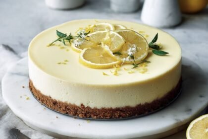 Mary Berry Lemon cheesecake on a ginger crust