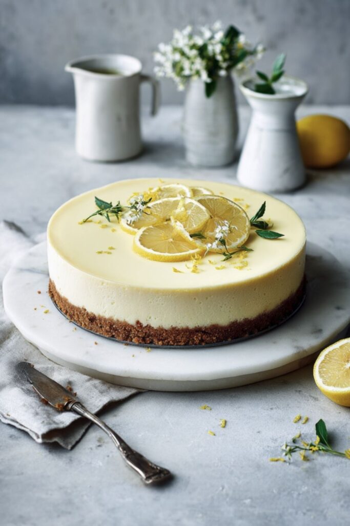 Mary Berry Lemon cheesecake on a ginger crust