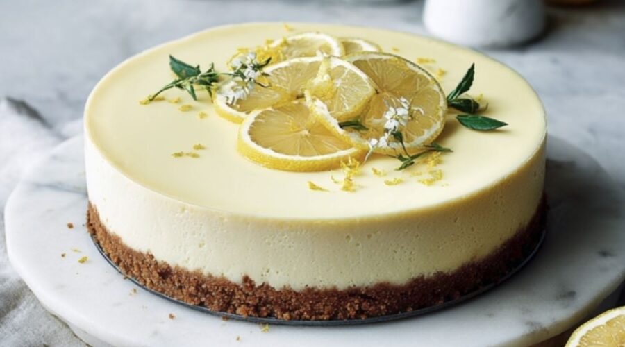 Mary Berry Lemon cheesecake on a ginger crust