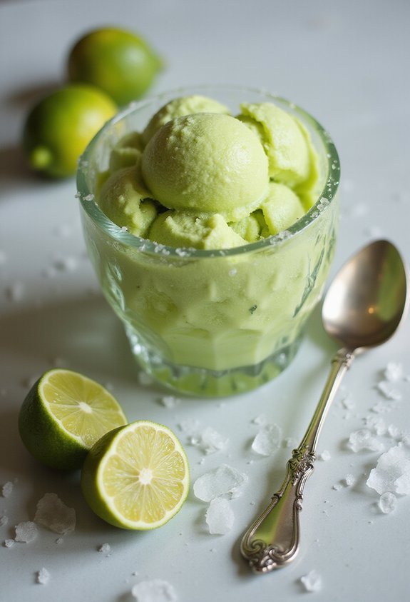 aromatic lime sorbet with creamy texture