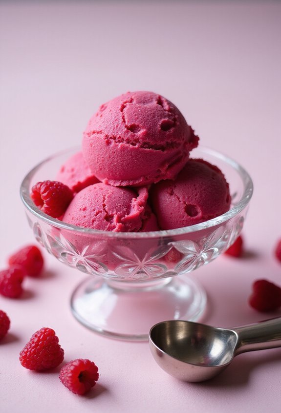 creamy smooth raspberry orange sorbet delight