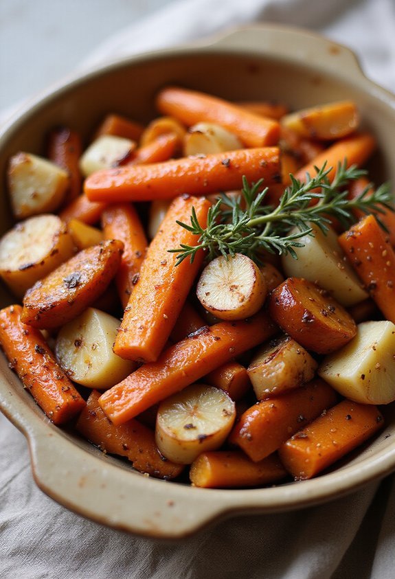 glazed caramelized tender crisp vegetable medley