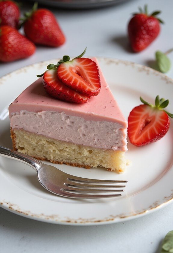 elegant layered strawberry mousse cake