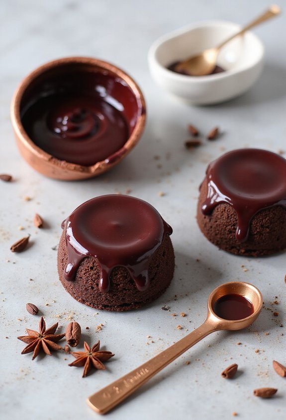 mini chocolate cakes with ganache