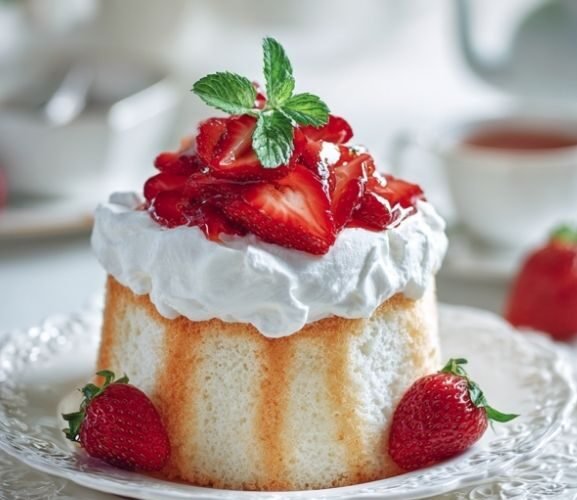 strawberry angel food cake dessert