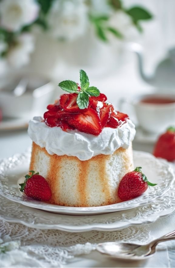 strawberry angel food cake dessert
