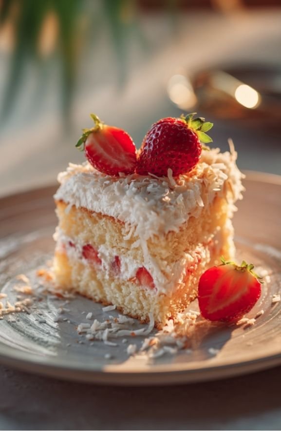 strawberry coconut cake