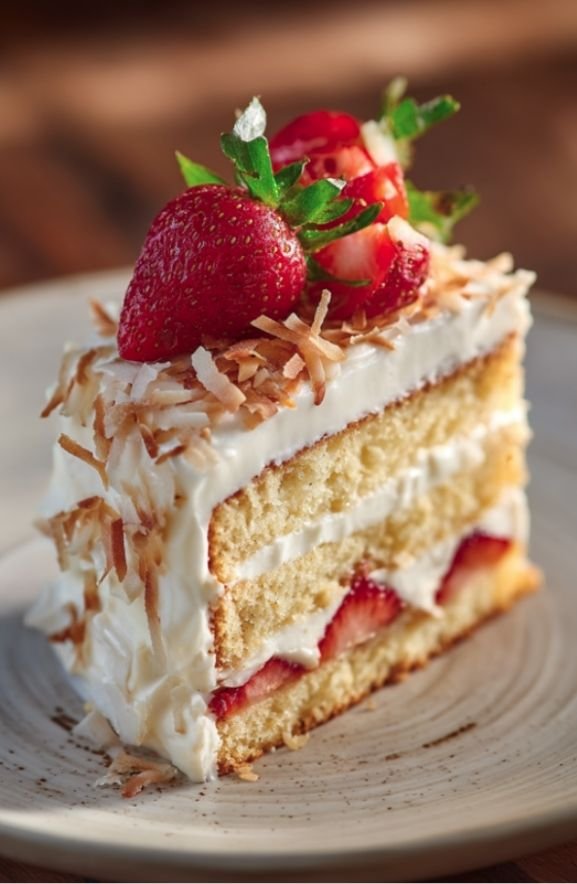 strawberry coconut cake