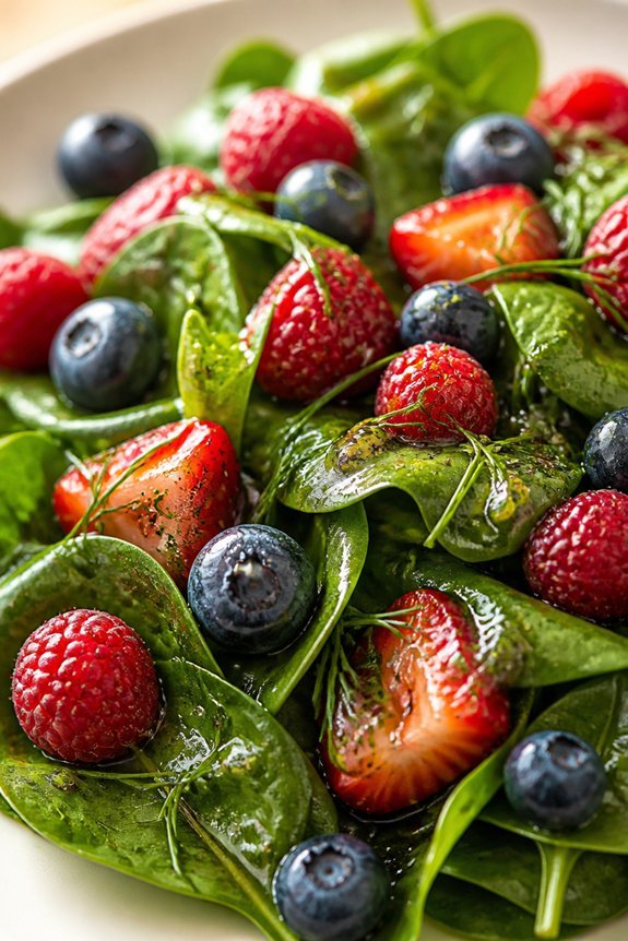 berries spinach vinaigrette toppings