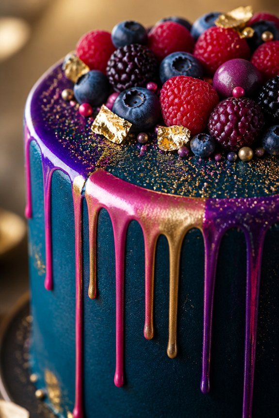 bold colorful drip cakes