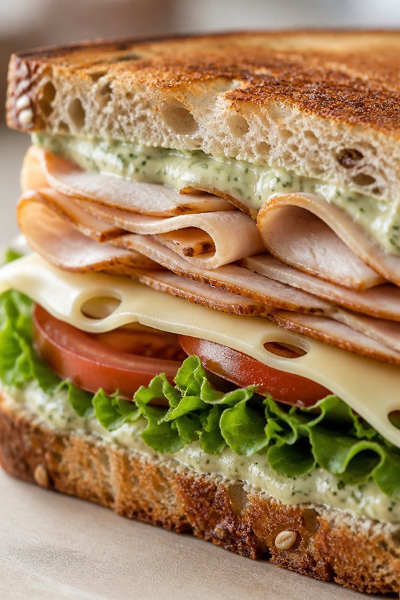 herb spread toasted sandwich
