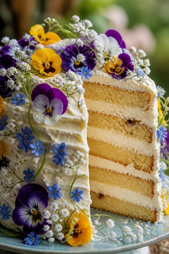layered cakes with flowers