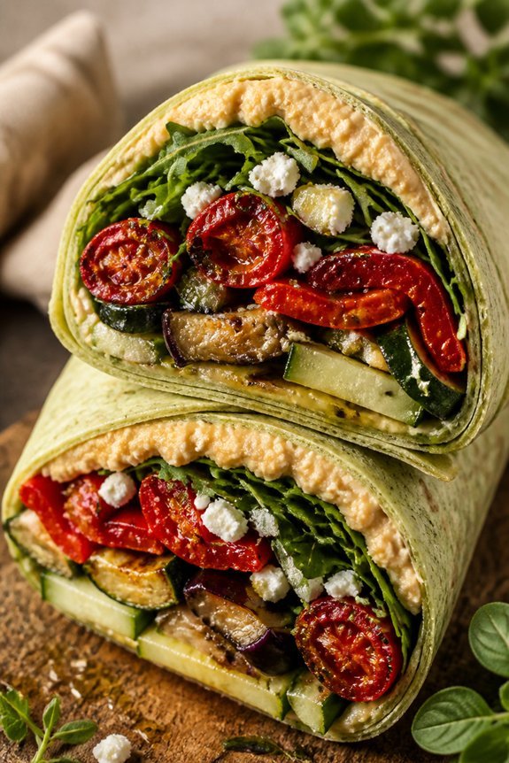 mediterranean veggie hummus wrap
