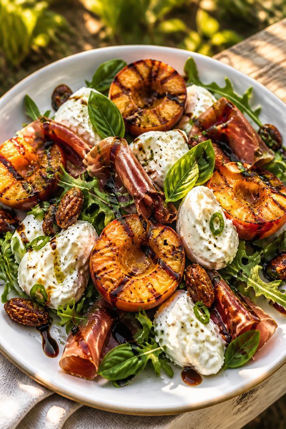 peach and burrata salad