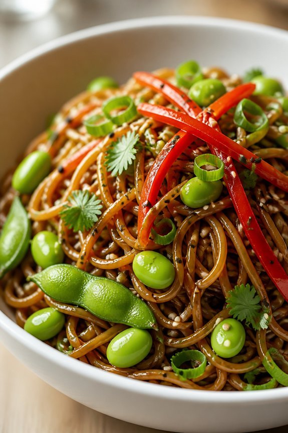 sesame noodles with edamame