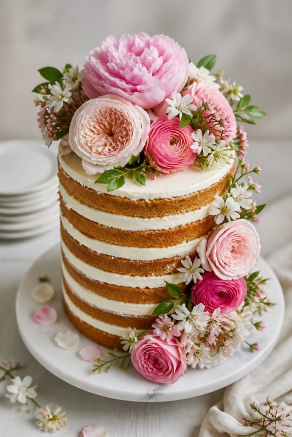 elegant cake with flowers
